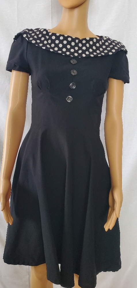Black Miusol Dress with Polka Dot Accent-Size Medium